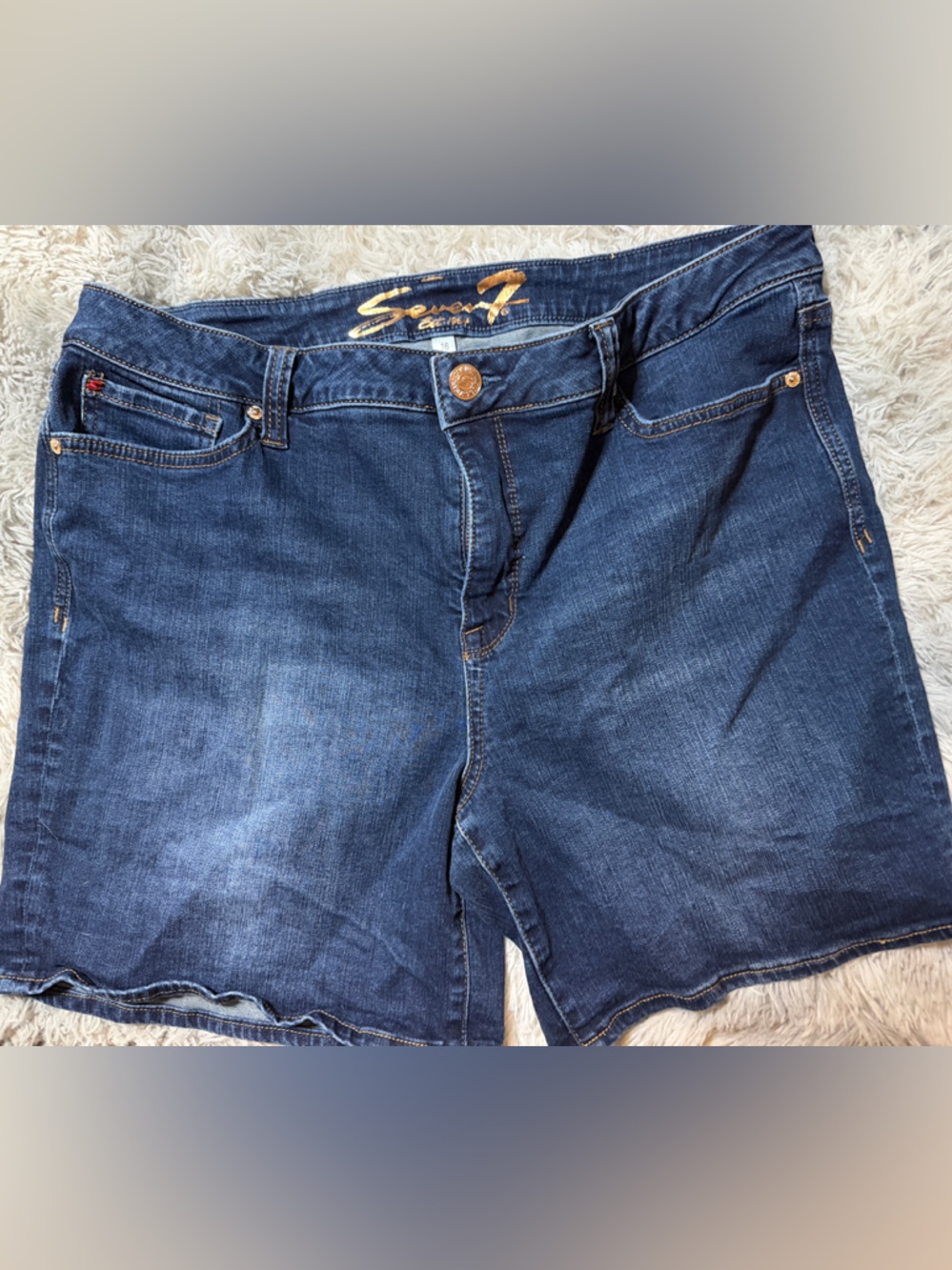 Seven7 Dark Blue Denim Shorts - Classic Five-Pocket Style